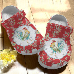Footwearmerch Strong Rooster Croc Shoes For Mother Day - Chicken Flower Shoes Crocbland Clog Gifts For Mom Daughter