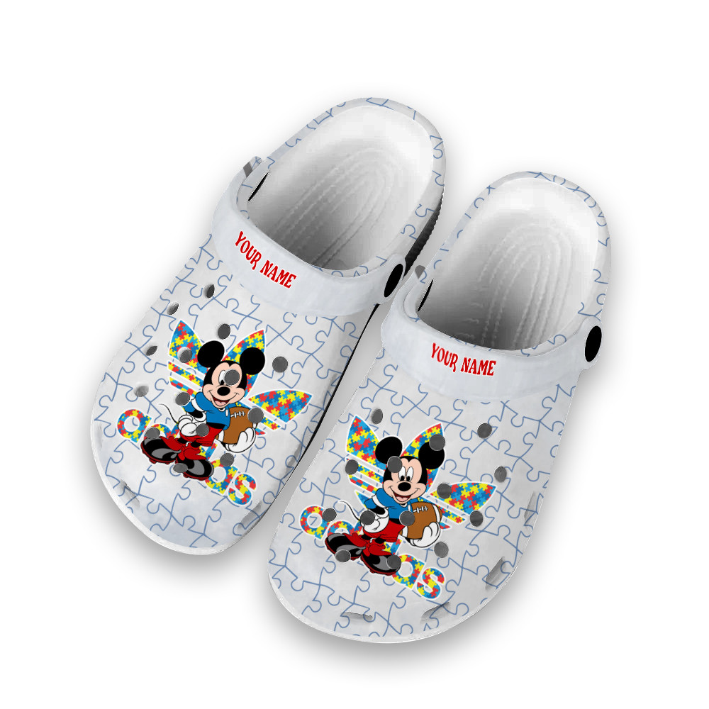 Footwearmerch Custom Name Autism Awareness Crocs Mickey Cute Disney Crocband Clog Shoes For Men Women – Footwearmerch