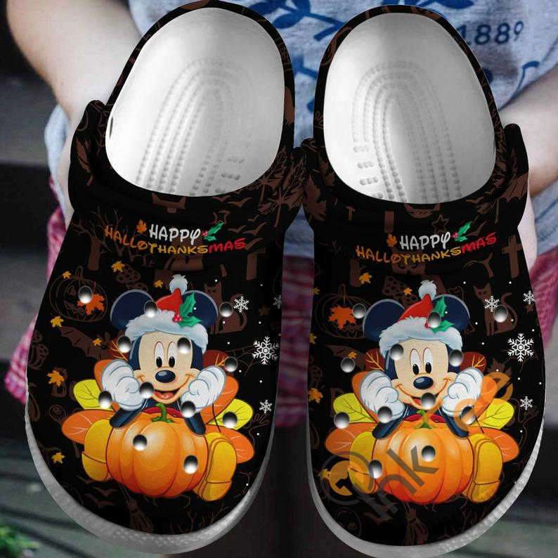 Footwearmerch Mickey Mouse Happy Hallothanksmas Crocband Clogs Shoes For Thanksgiving – Footwearmerch