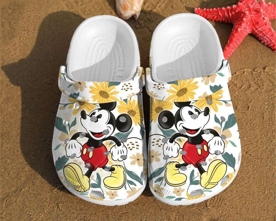 Footwearmerch Mickey Sunflower Disney Mouse Couple Anniversary Gifts Clog Shoes – Footwearmerch