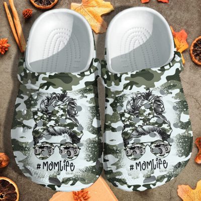 Footwearmerch Mom Life Army Camo Shoes  – Army Wife Jeep Girl Shoes Clogs