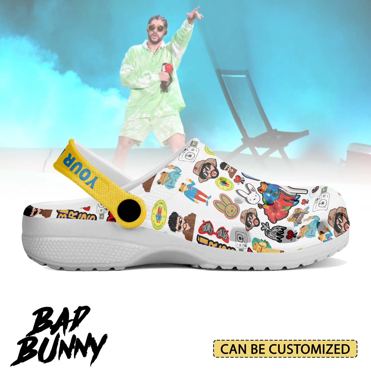 T1005 - Bad Bunny - Crocs Custom name mockup 2 jpg