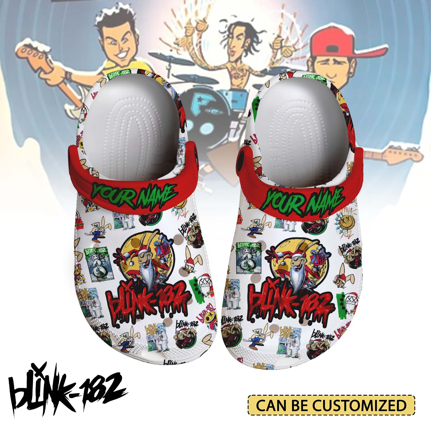 T1005 - Blink-182 x Christmas - Crocs Custom name mockup 1 jpg