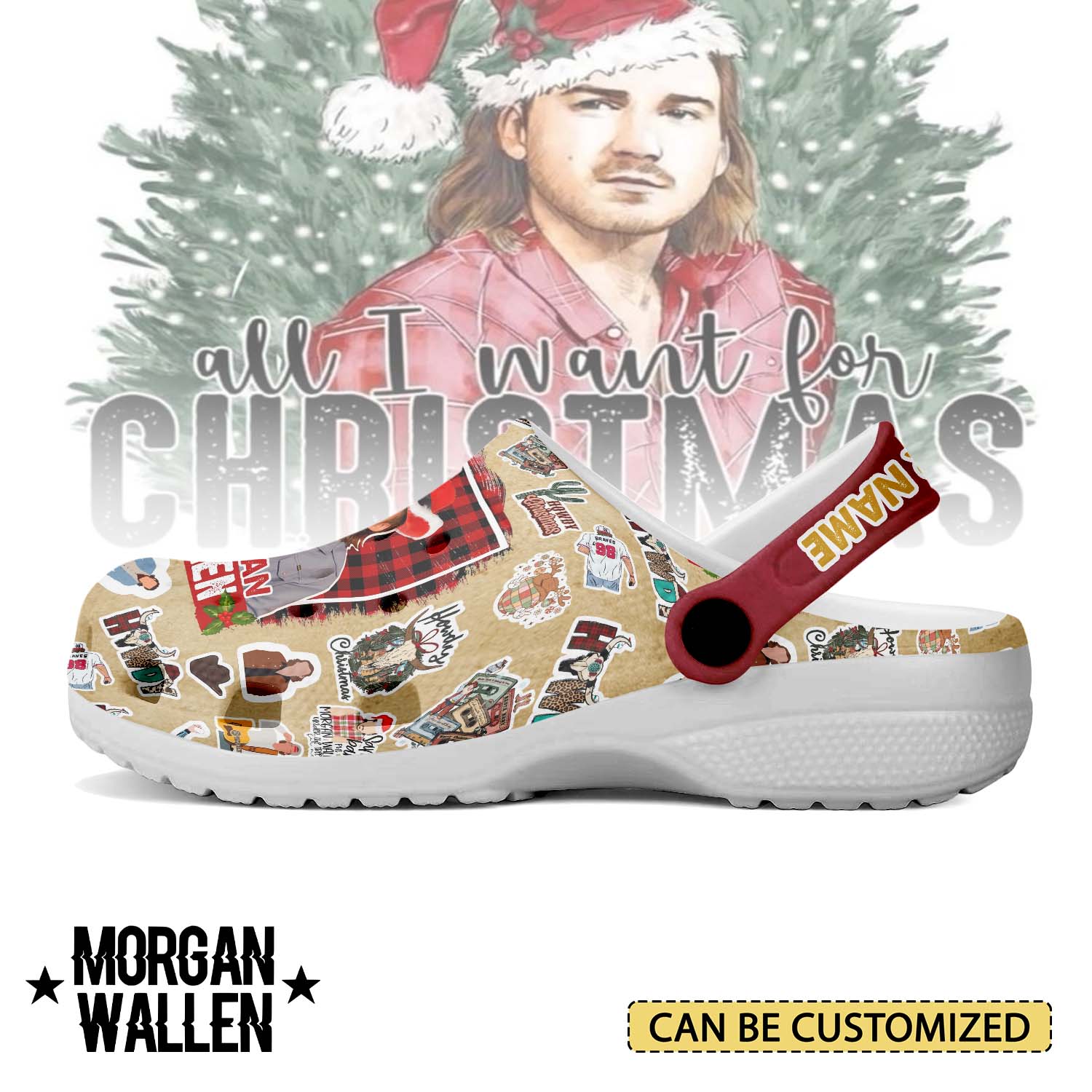 T1005 - Morgan Wallen x Christmas - Crocs Custom name mockup 3 jpg