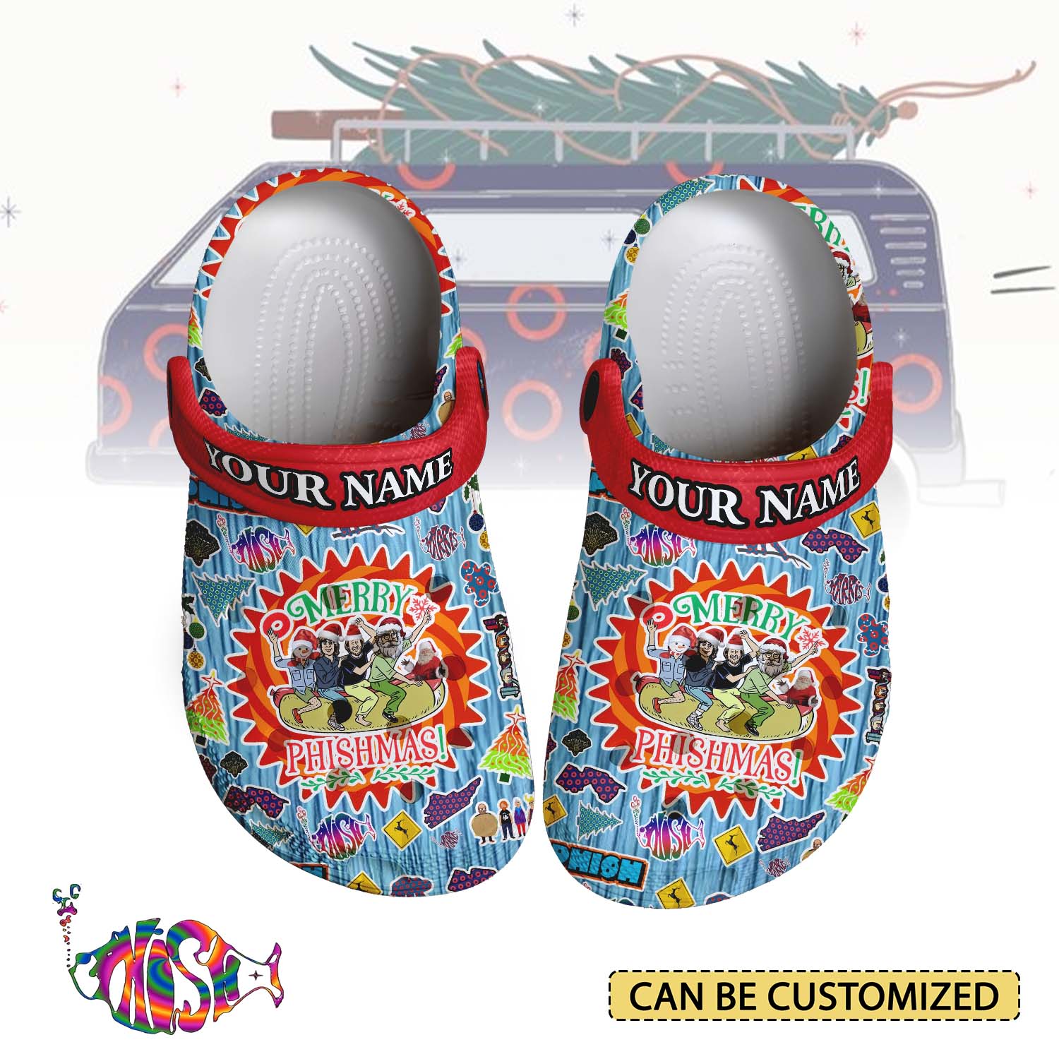 T1005 - Phish Band x Christmas - Crocs Custom name mockup 1 jpg