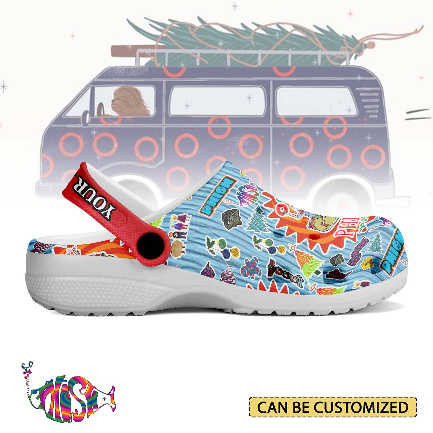T1005 - Phish Band x Christmas - Crocs Custom name mockup 2 jpg