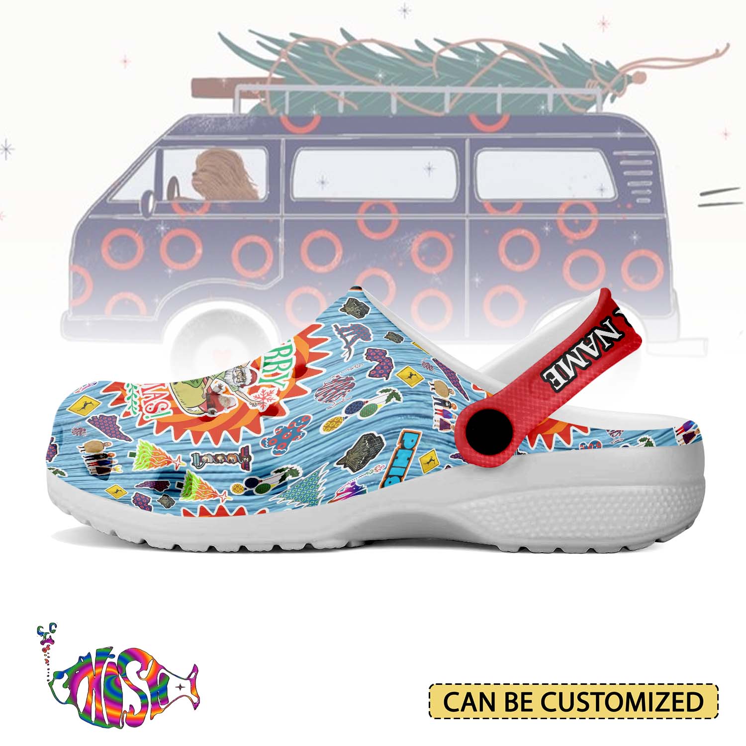 T1005 - Phish Band x Christmas - Crocs Custom name mockup 3 jpg