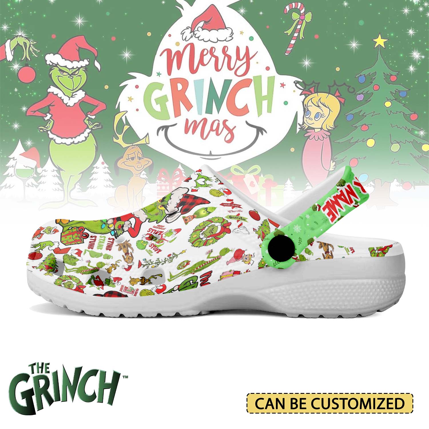 T1005 - The Grinch x Christmas - Crocs Custom name mockup 3 jpg