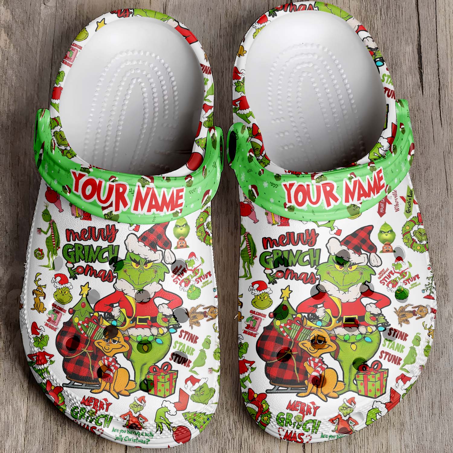 T1005 - The Grinch x Christmas - Crocs Custom name mockup 4 jpg