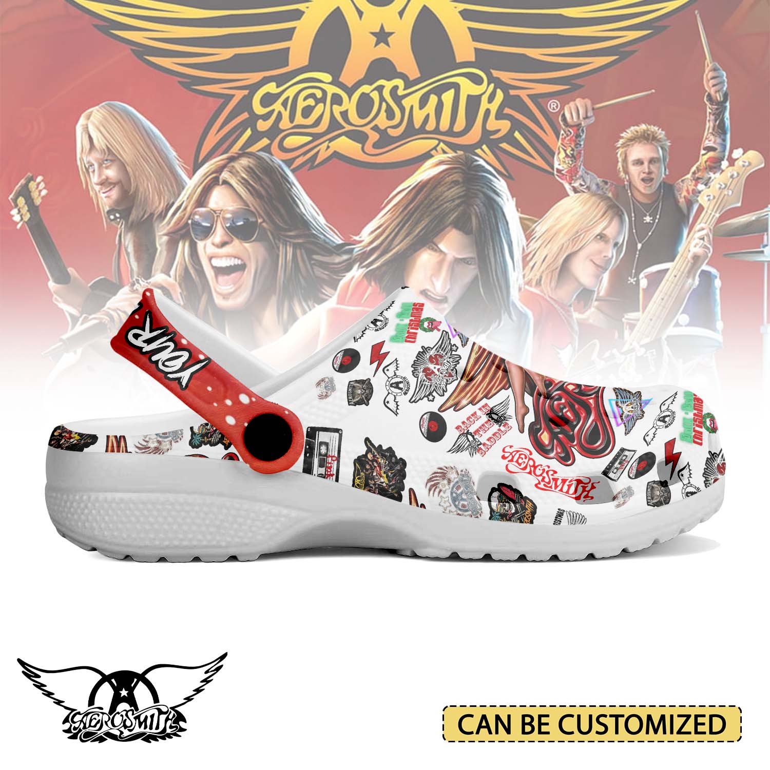 T1005 - Aeorosmith x Christmas - Crocs Custom name mockup 2 jpg