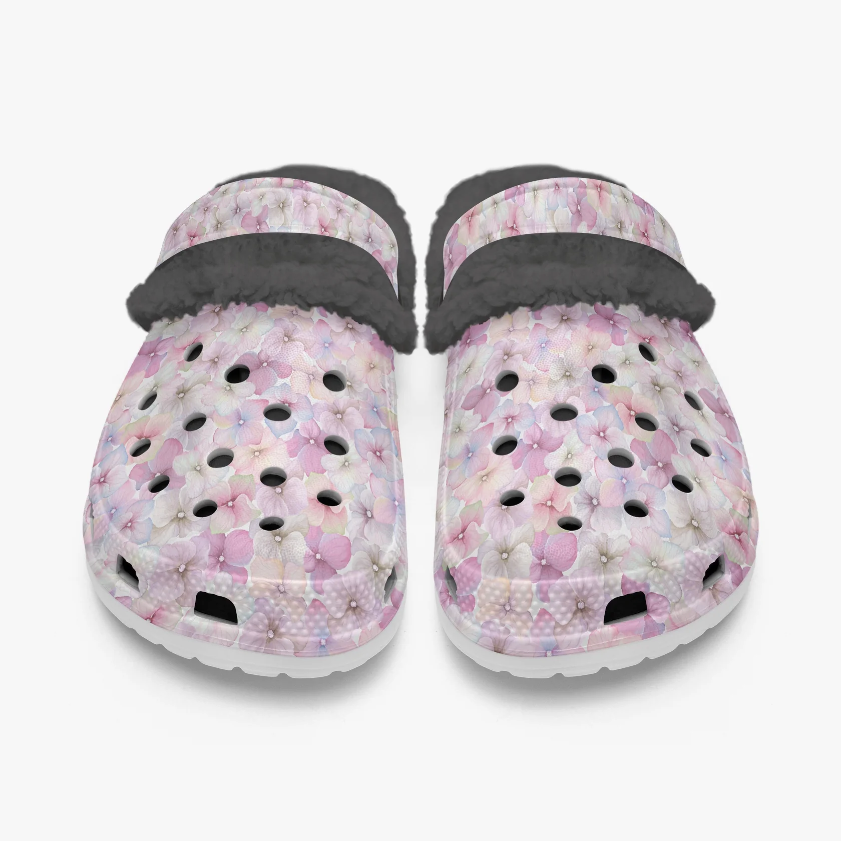Footwearmerch Beautiful Floral Crocs Crocband Fleece Lined Clogs Shoes Comfortable For Men Women and Kids In Winter
