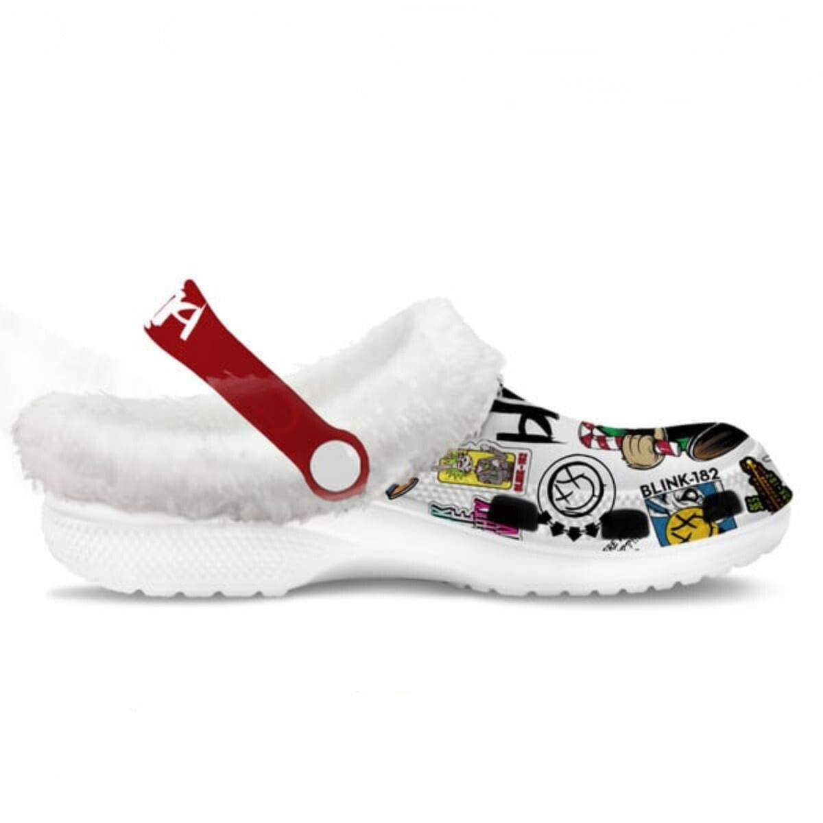 Footwearmerch Blink-182 Band Music Crocs Crocband Fleece Lined Clogs Shoes Comfortable For Men Women and Kids In Winter