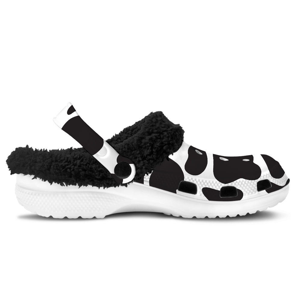 Footwearmerch Dairy Cow Crocs Crocband Fleece Lined Clogs Shoes Comfortable For Men Women and Kids In Winter