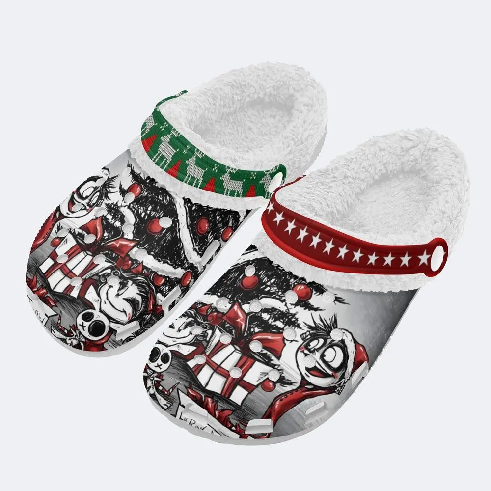 Footwearmerch Eye-catching Christmas Crocs Crocband Fleece Lined Clogs Shoes Comfortable For Men Women and Kids In Winter