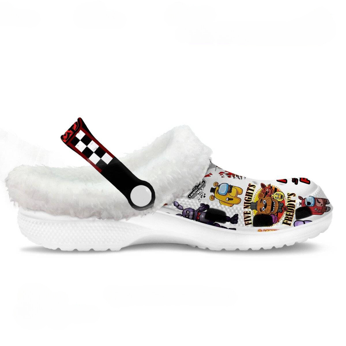 Footwearmerch Five Nights At Freddy’s Game Crocs Crocband Fleece Lined Clogs Shoes Comfortable For Men Women and Kids In Winter