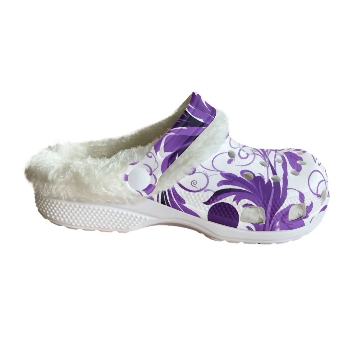 Footwearmerch Fuzzy Elegant Polygon Crocs Crocband Fleece Lined Clogs Shoes Comfortable For Men Women and Kids In Winter