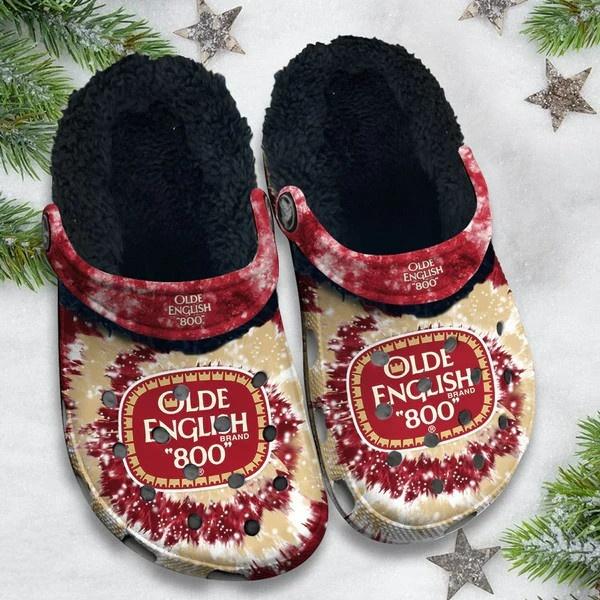 Footwearmerch Olde English 800 Beer Crocs Crocband Fleece Lined Clogs Shoes Comfortable For Men Women and Kids In Winter