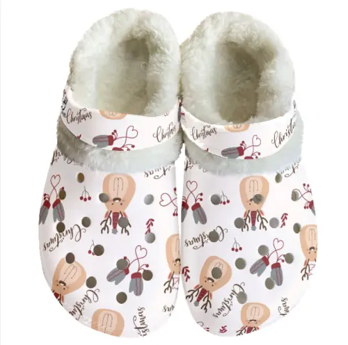 Footwearmerch Rudolph The Reindeer Christmas Crocs Crocband Fleece Lined Clogs Shoes Comfortable For Men Women and Kids In Winter