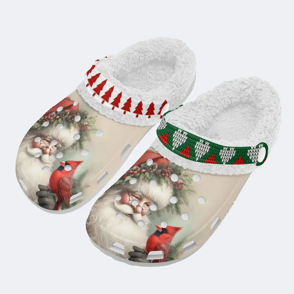 Footwearmerch Santa Claus Christmas Crocs Crocband Fleece Lined Clogs Shoes Comfortable For Men Women and Kids In Winter