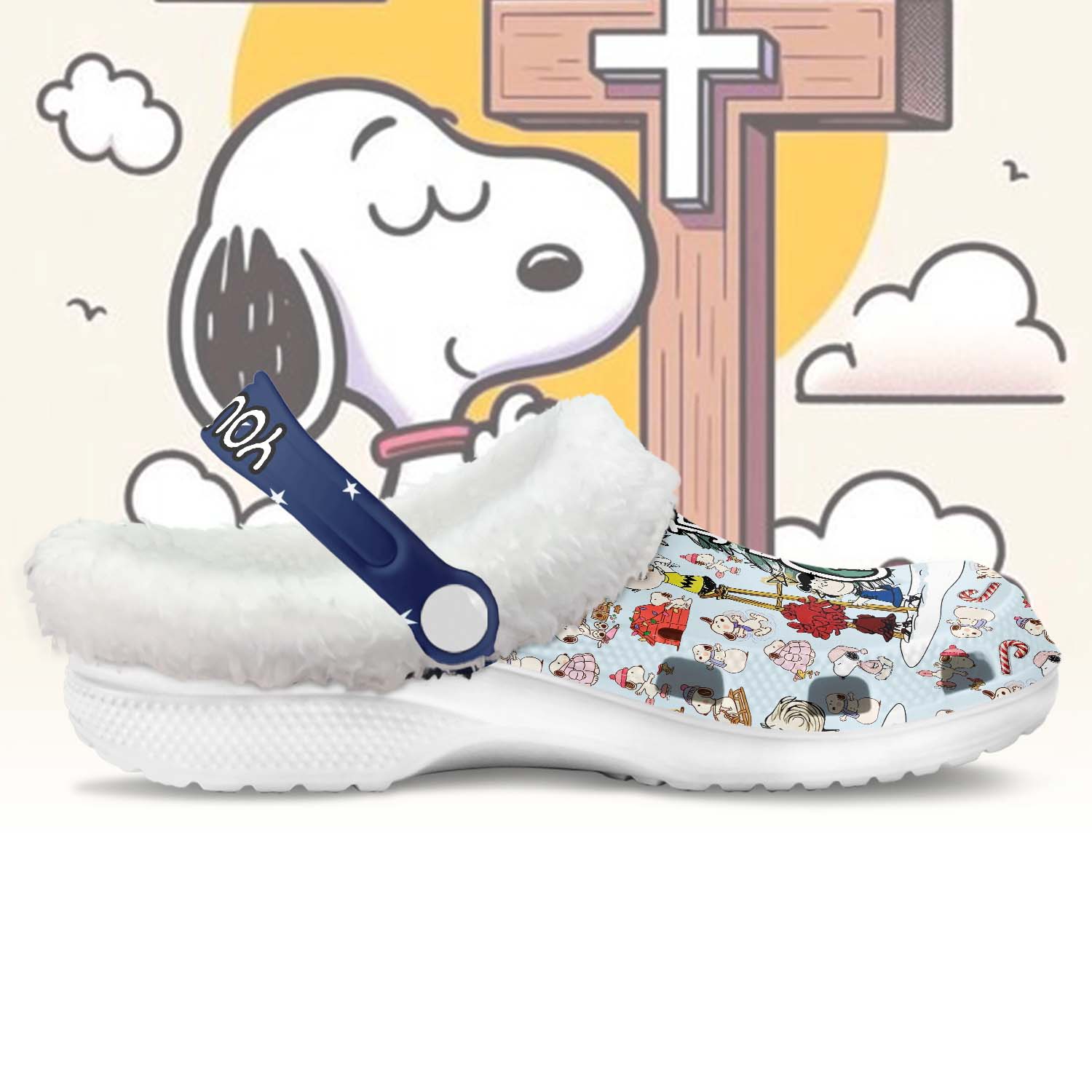 Footwearmerch Snoopy x Christmas Crocs Crocband Fleece Lined Clogs Shoes Comfortable For Men Women and Kids In Winter