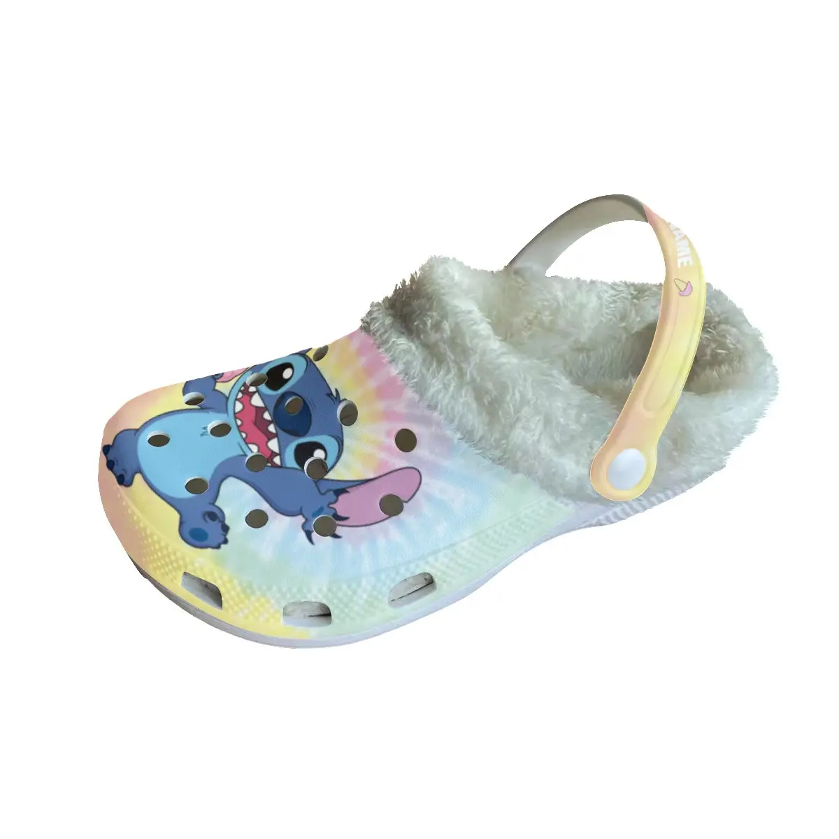 Footwearmerch Stitch Cartoon Crocs Crocband Fleece Lined Clogs Shoes Comfortable For Men Women and Kids In Winter