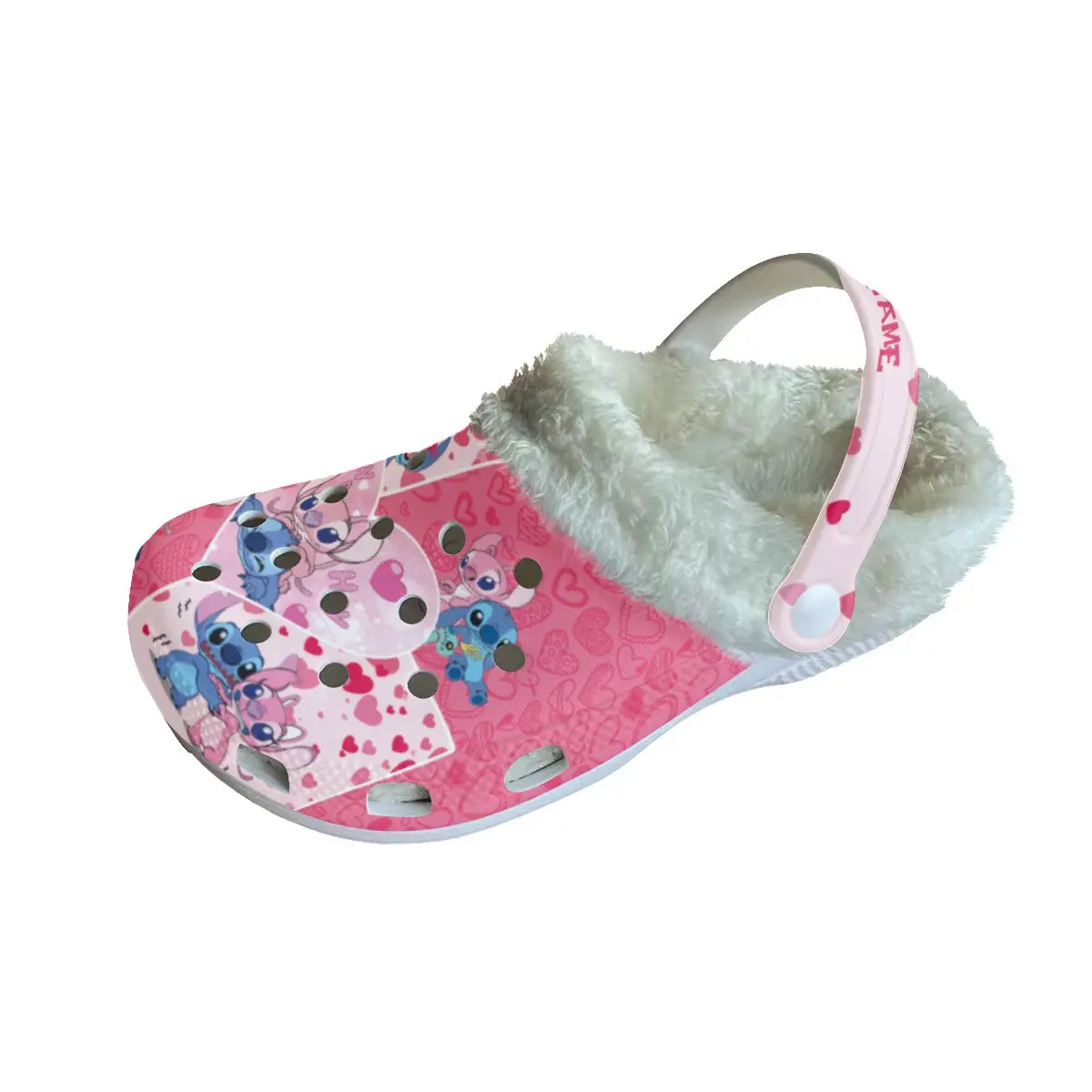 Footwearmerch Stitch Cartoon Crocs Crocband Fleece Lined Clogs Shoes Comfortable For Men Women and Kids In Winter