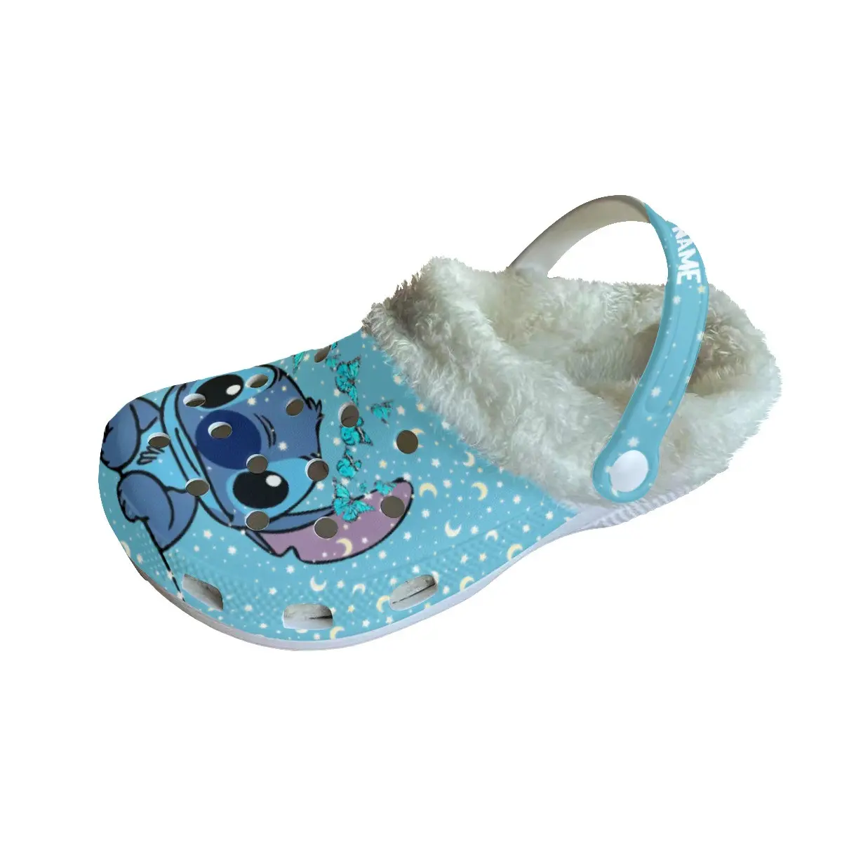 Footwearmerch Stitch Cartoon Crocs Crocband Fleece Lined Clogs Shoes Comfortable For Men Women and Kids In Winter