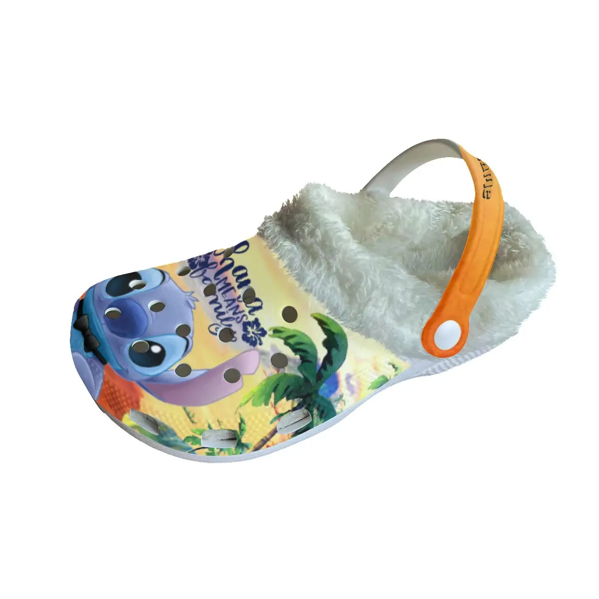 Footwearmerch Stitch Cartoon Crocs Crocband Fleece Lined Clogs Shoes Comfortable For Men Women and Kids In Winter