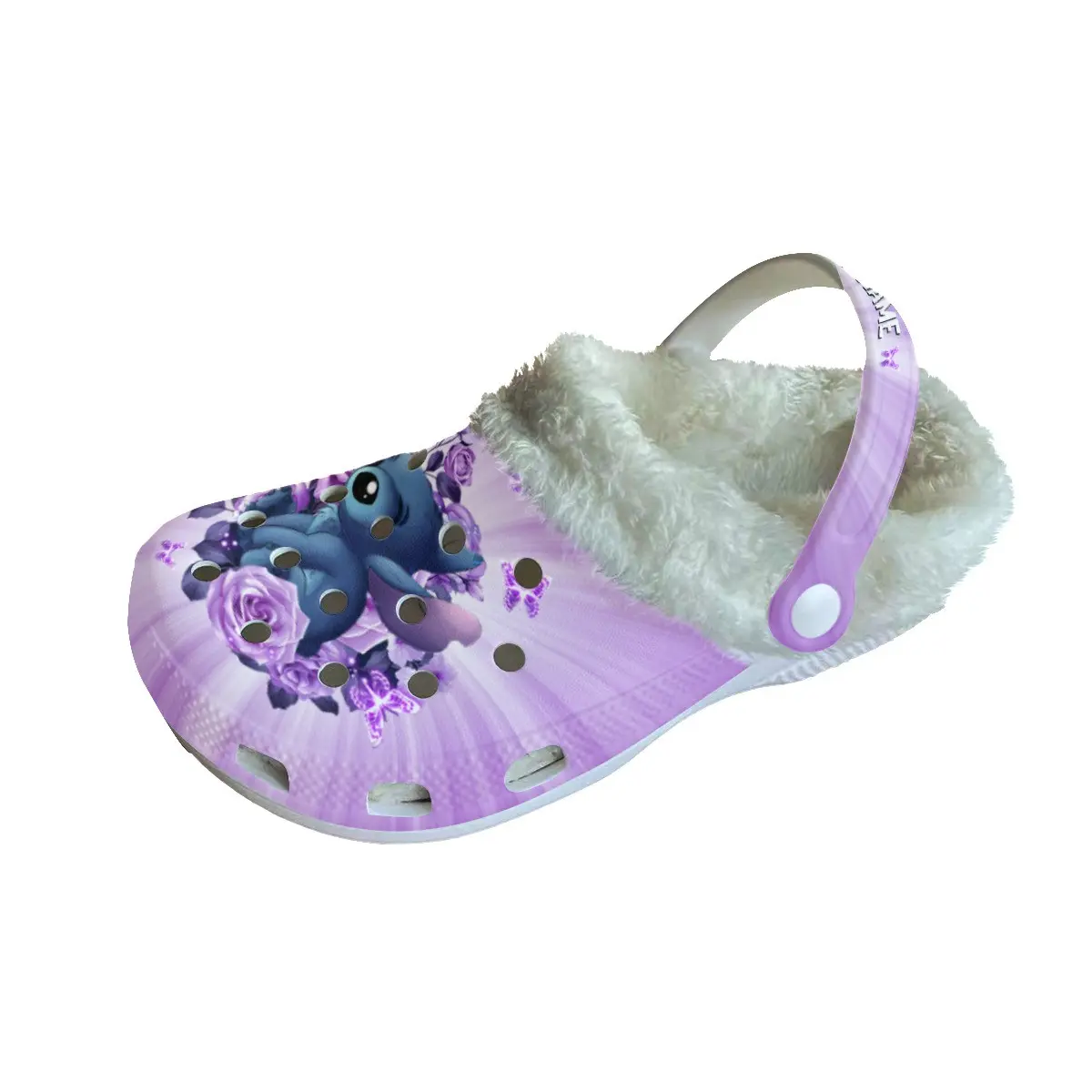 Footwearmerch Stitch Cartoon Crocs Crocband Fleece Lined Clogs Shoes Comfortable For Men Women and Kids In Winter