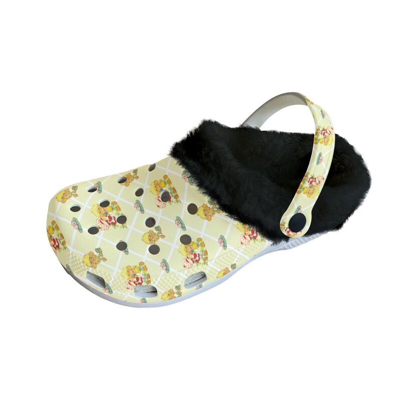 Footwearmerch Strawberry Shortcake Cartoon Crocs Crocband Fleece Lined Clogs Shoes Comfortable For Men Women and Kids In Winter