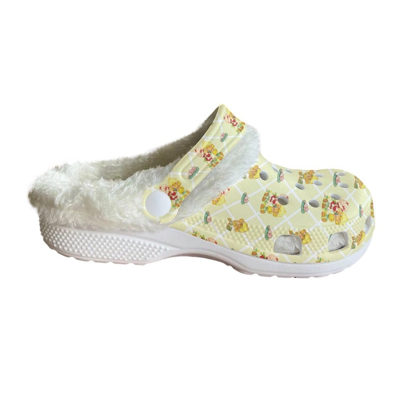 Footwearmerch Strawberry Shortcake Cartoon Crocs Crocband Fleece Lined Clogs Shoes Comfortable For Men Women and Kids In Winter