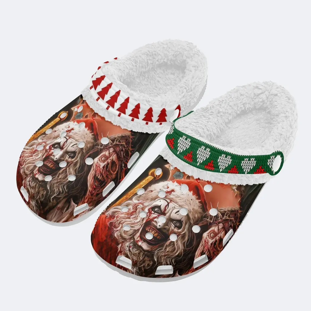 Footwearmerch Stunning Terrifier 3 Christmas Crocs Crocband Fleece Lined Clogs Shoes Comfortable For Men Women and Kids In Winter