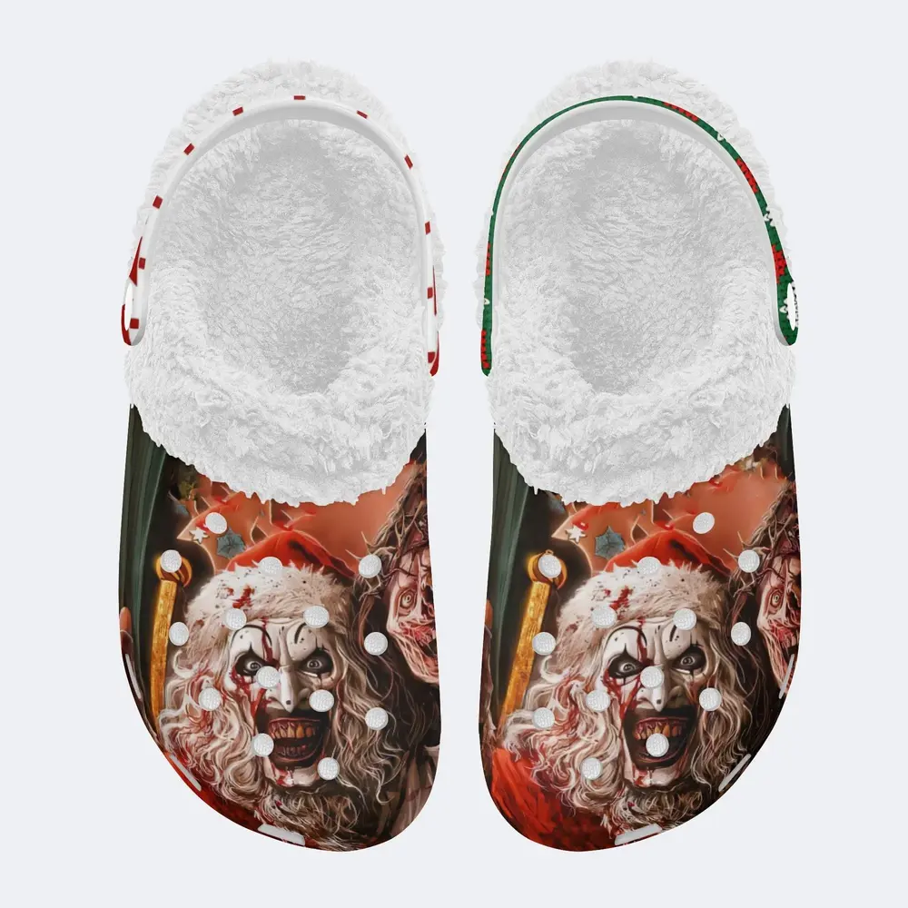 Footwearmerch Stunning Terrifier 3 Christmas Crocs Crocband Fleece Lined Clogs Shoes Comfortable For Men Women and Kids In Winter