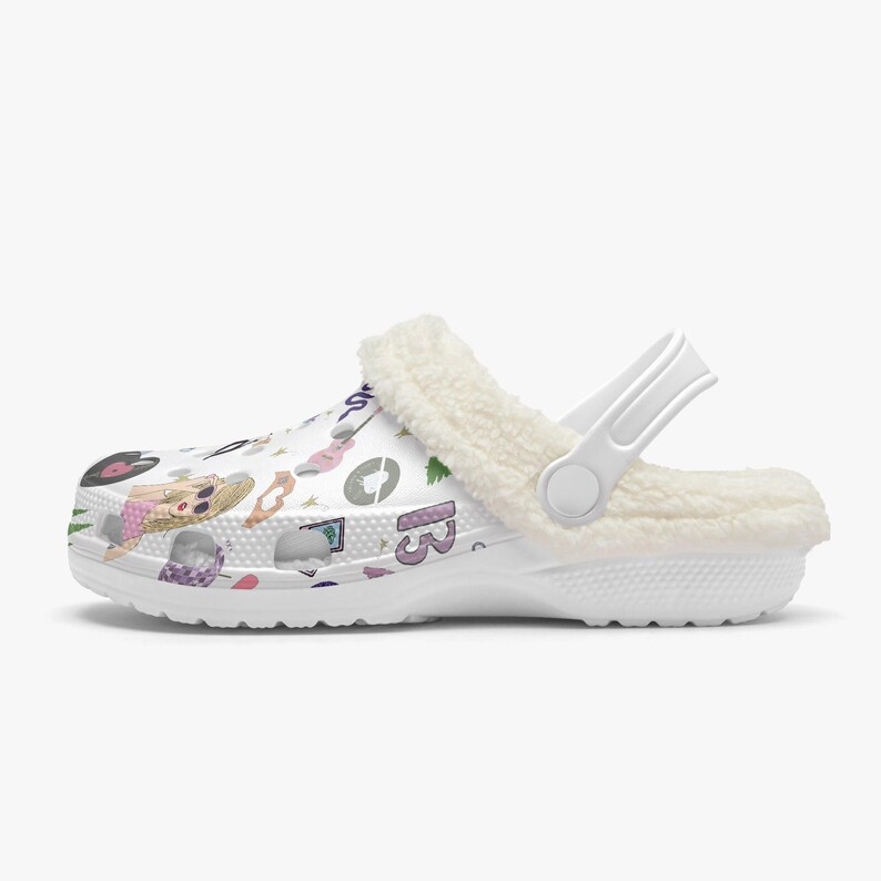 Footwearmerch Taylor Swift Music Crocs Crocband Fleece Lined Clogs Shoes Comfortable For Men Women and Kids In Winter