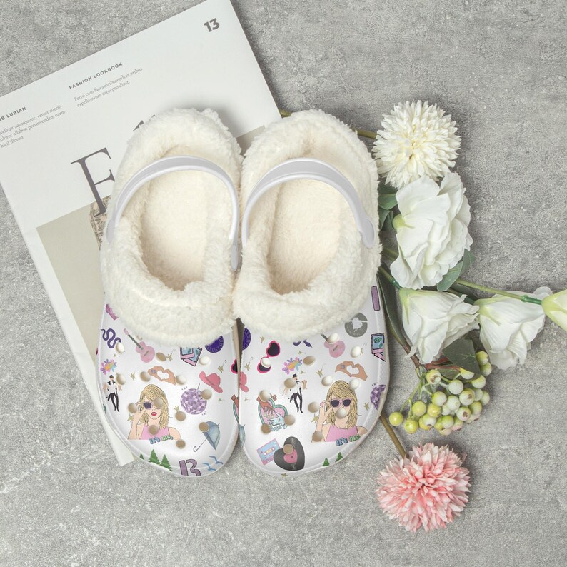 Footwearmerch Taylor Swift Music Crocs Crocband Fleece Lined Clogs Shoes Comfortable For Men Women and Kids In Winter