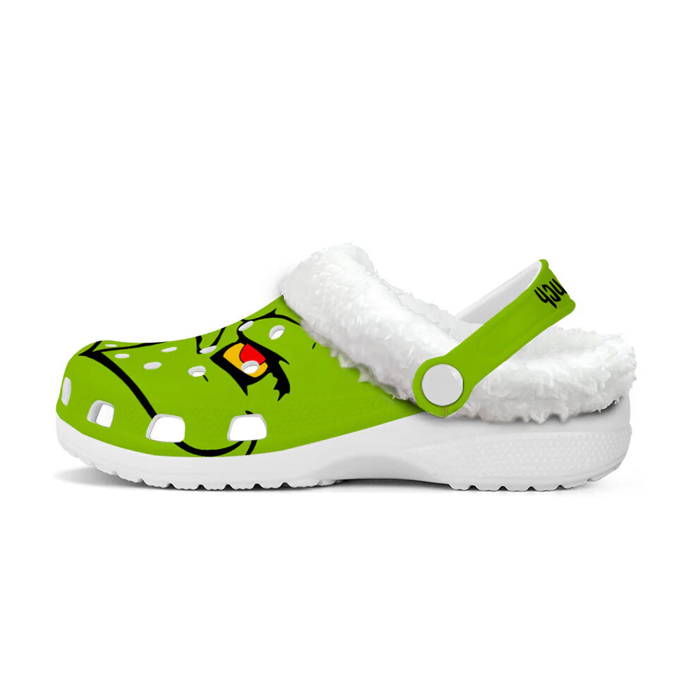 Footwearmerch The Grinch x Christmas Crocs Crocband Fleece Lined Clogs Shoes Comfortable For Men Women and Kids In Winter