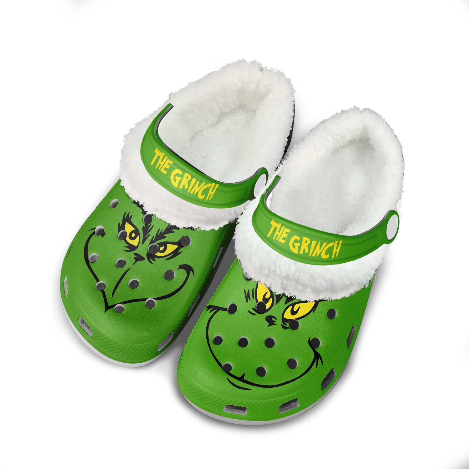 Footwearmerch The Grinch x Christmas Crocs Crocband Fleece Lined Clogs Shoes Comfortable For Men Women and Kids In Winter