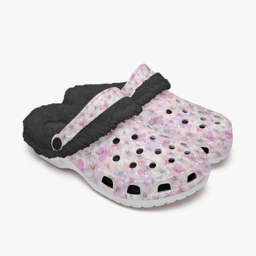 Footwearmerch Watercolor Floral Crocs Crocband Fleece Lined Clogs Shoes Comfortable For Men Women and Kids In Winter