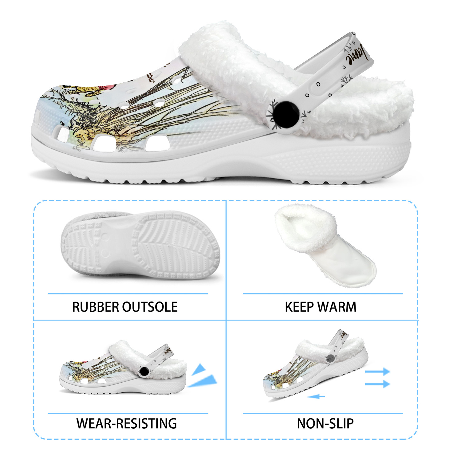 Footwearmerch Winnie The Pooh x Christmas Crocs Crocband Fleece Lined Clogs Shoes Comfortable For Men Women and Kids In Winter
