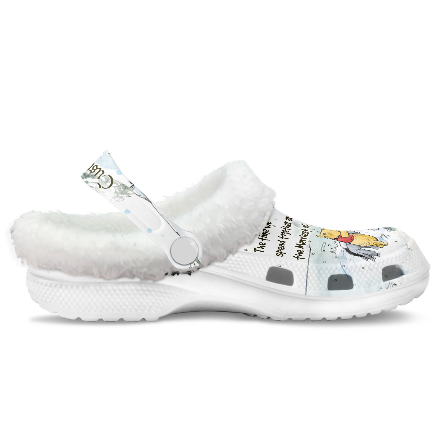 Footwearmerch Winnie The Pooh x Christmas Crocs Crocband Fleece Lined Clogs Shoes Comfortable For Men Women and Kids In Winter