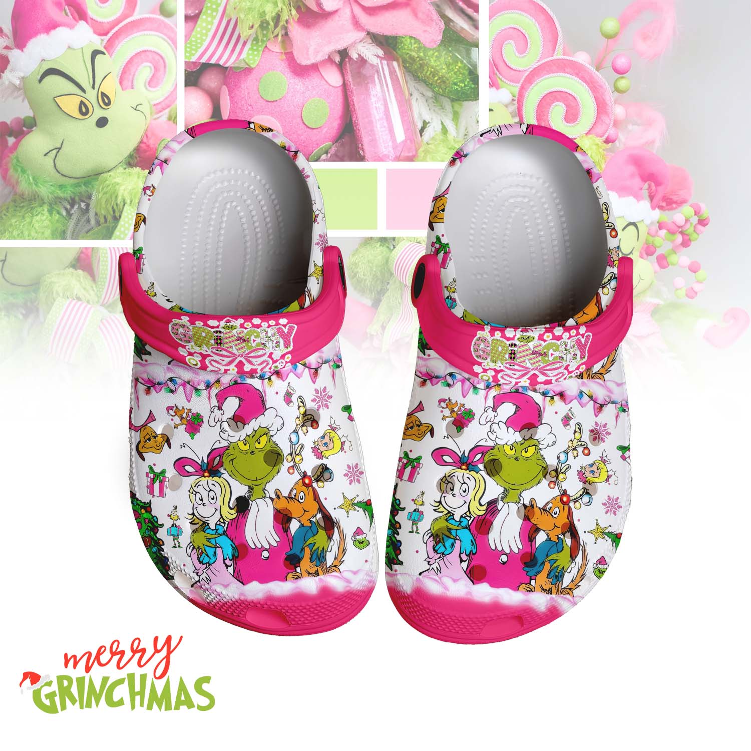 T1005 - Pink Grinch x Christmas - Crocs1 mockup 1 jpg
