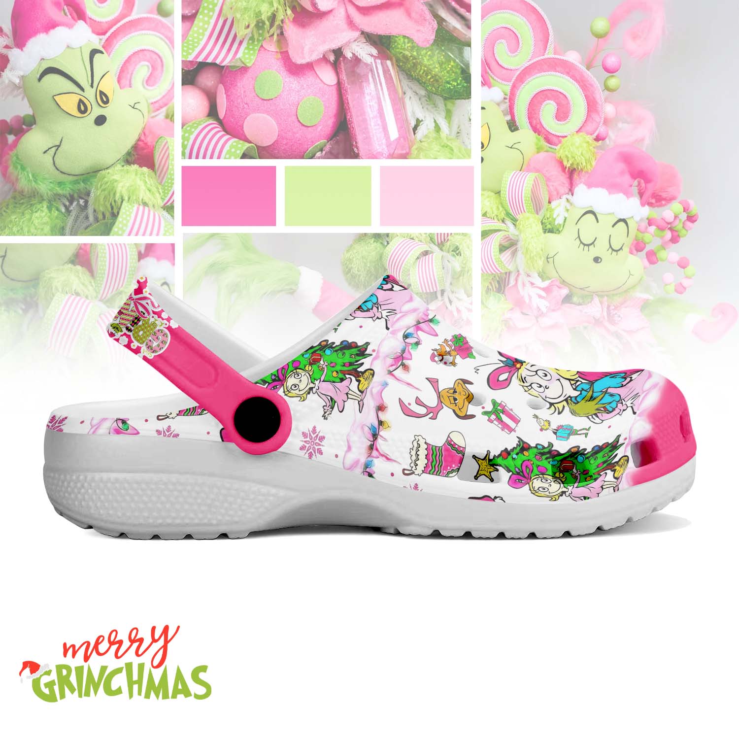 T1005 - Pink Grinch x Christmas - Crocs1 mockup 2 jpg