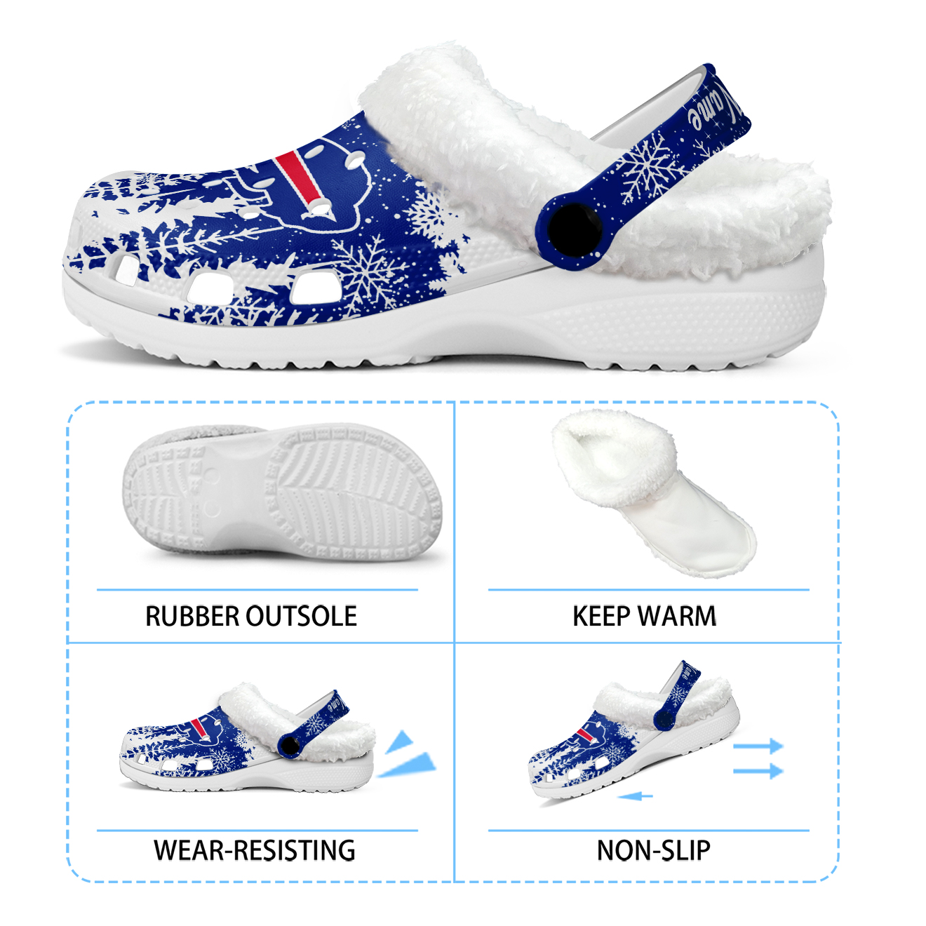 Footwearmerch Buffalo Bills NFL Crocs Crocband Fleece Lined Clogs Shoes Comfortable For Men Women and Kids In Winter