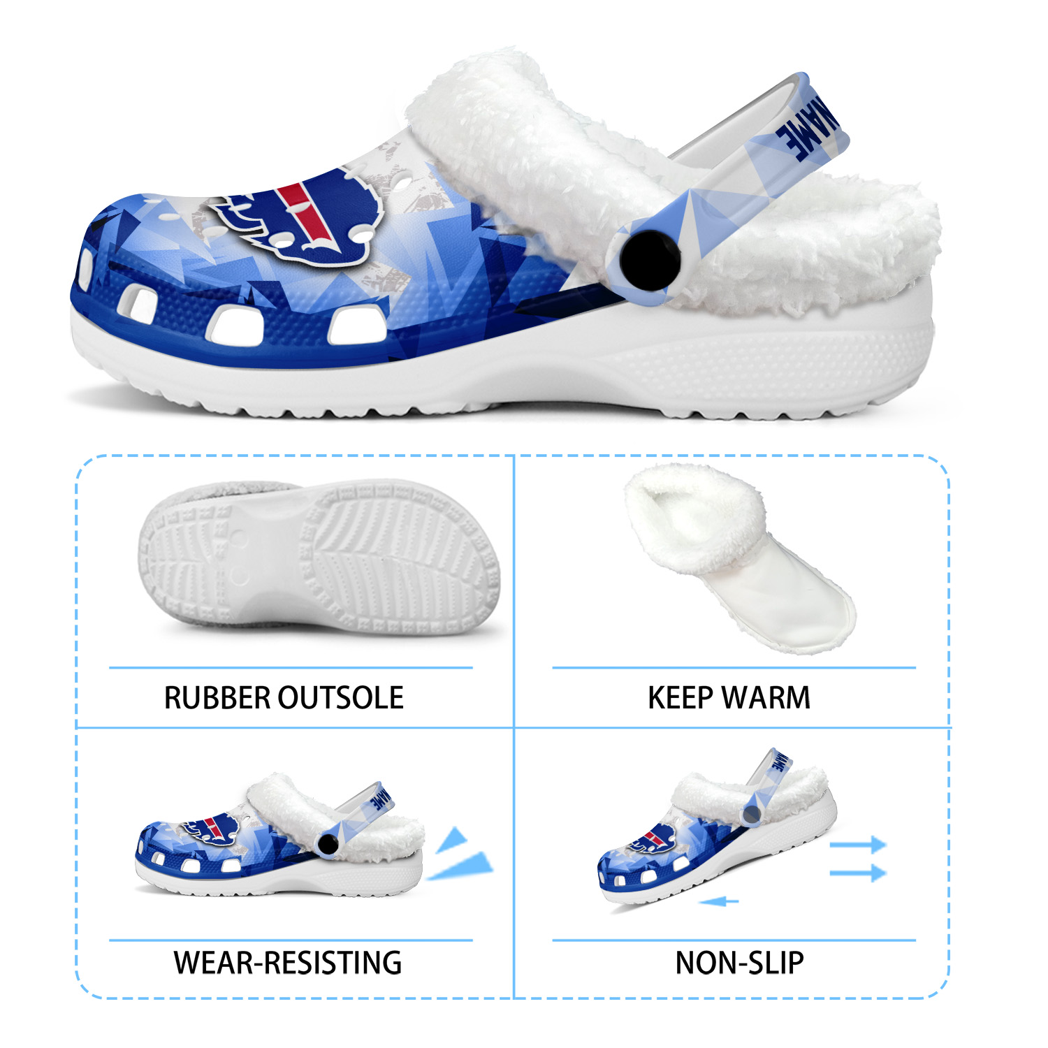 Footwearmerch Buffalo Bills NFL Crocs Crocband Fleece Lined Clogs Shoes Comfortable For Men Women and Kids In Winter