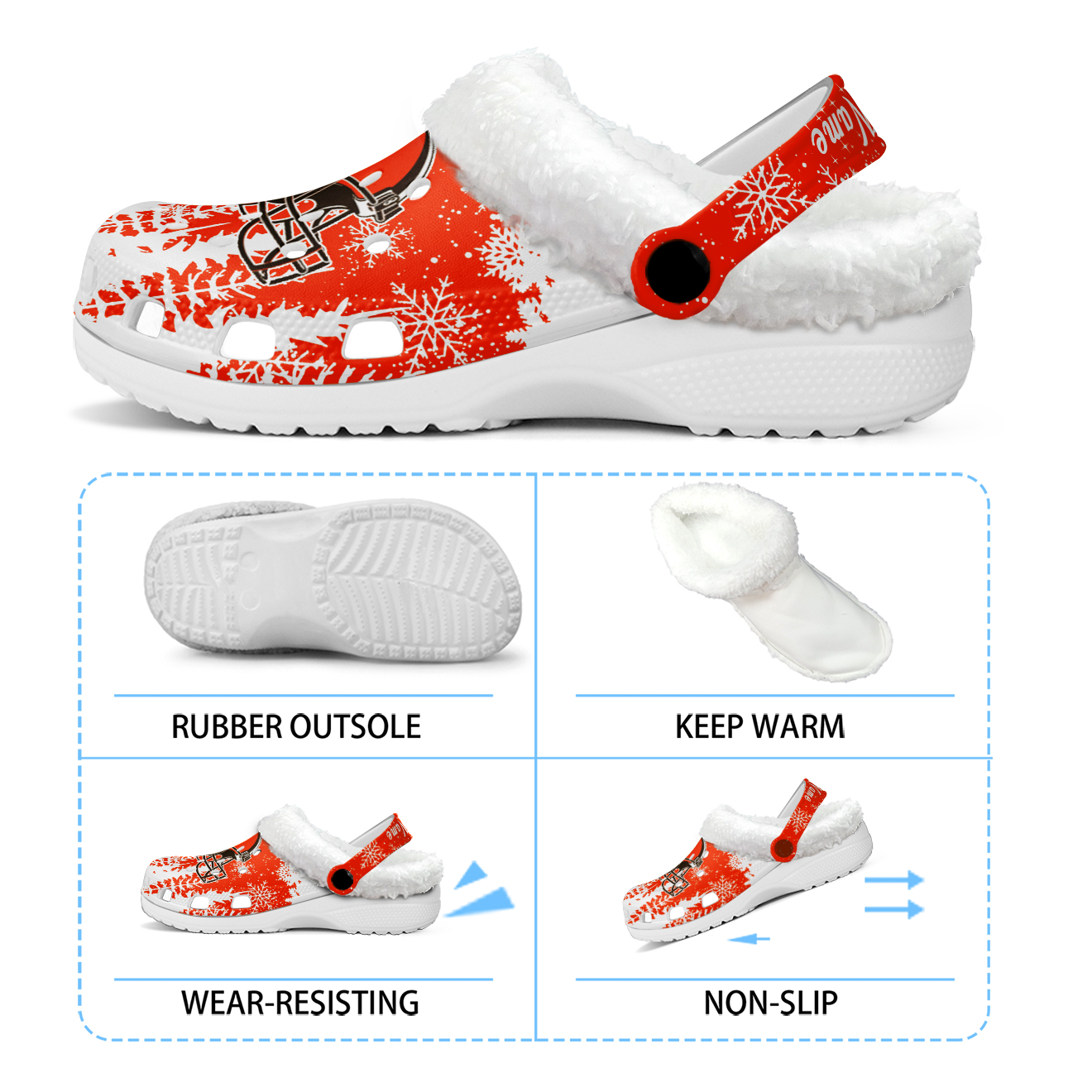 Footwearmerch Cleveland Browns NFL Crocs Crocband Fleece Lined Clogs Shoes Comfortable For Men Women and Kids In Winter