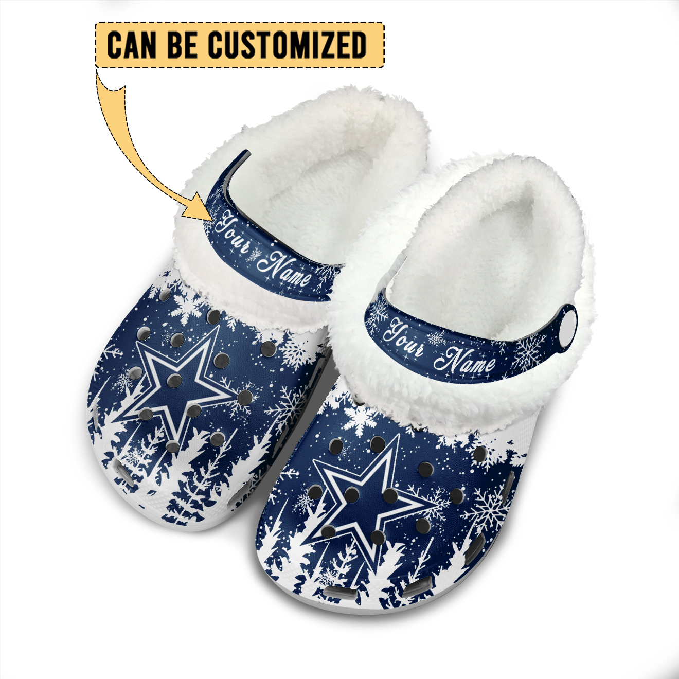 Footwearmerch Dallas Cowboys NFL Crocs Crocband Fleece Lined Clogs Shoes Comfortable For Men Women and Kids In Winter