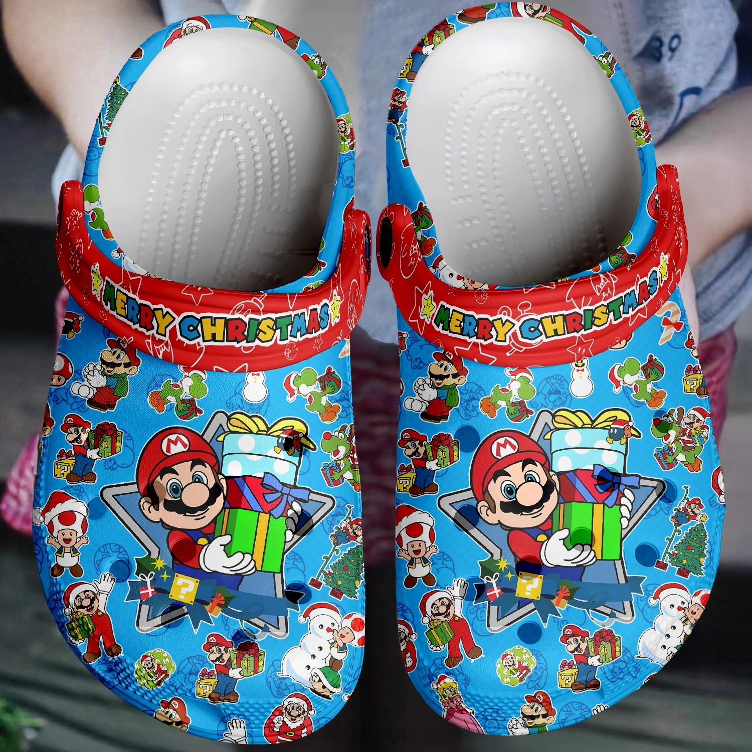 Footwearmerch Mario x Christmas Crocs Crocband Clogs Shoes Comfortable For Men Women and Kids