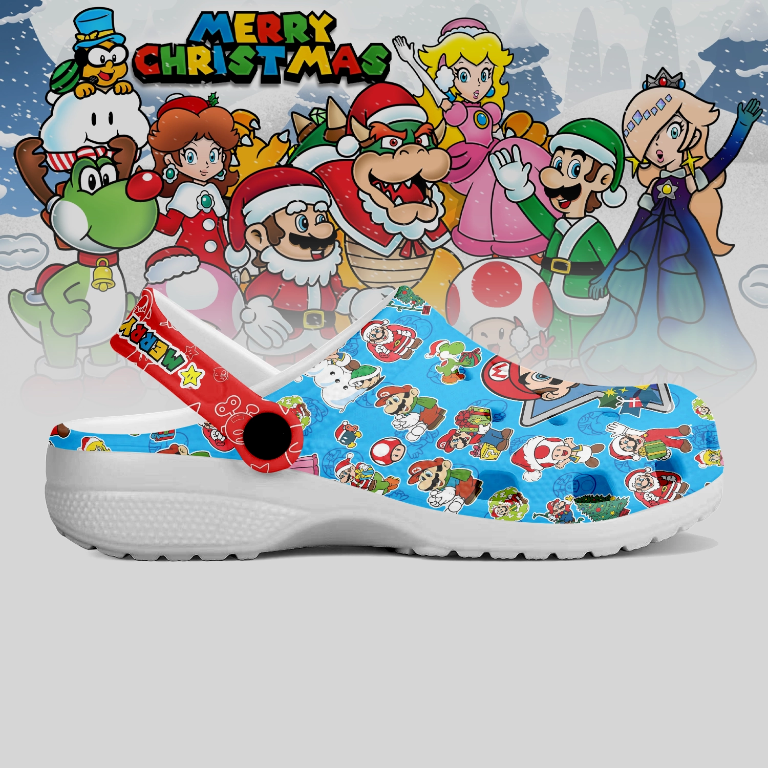 Footwearmerch Mario x Christmas Crocs Crocband Clogs Shoes Comfortable For Men Women and Kids