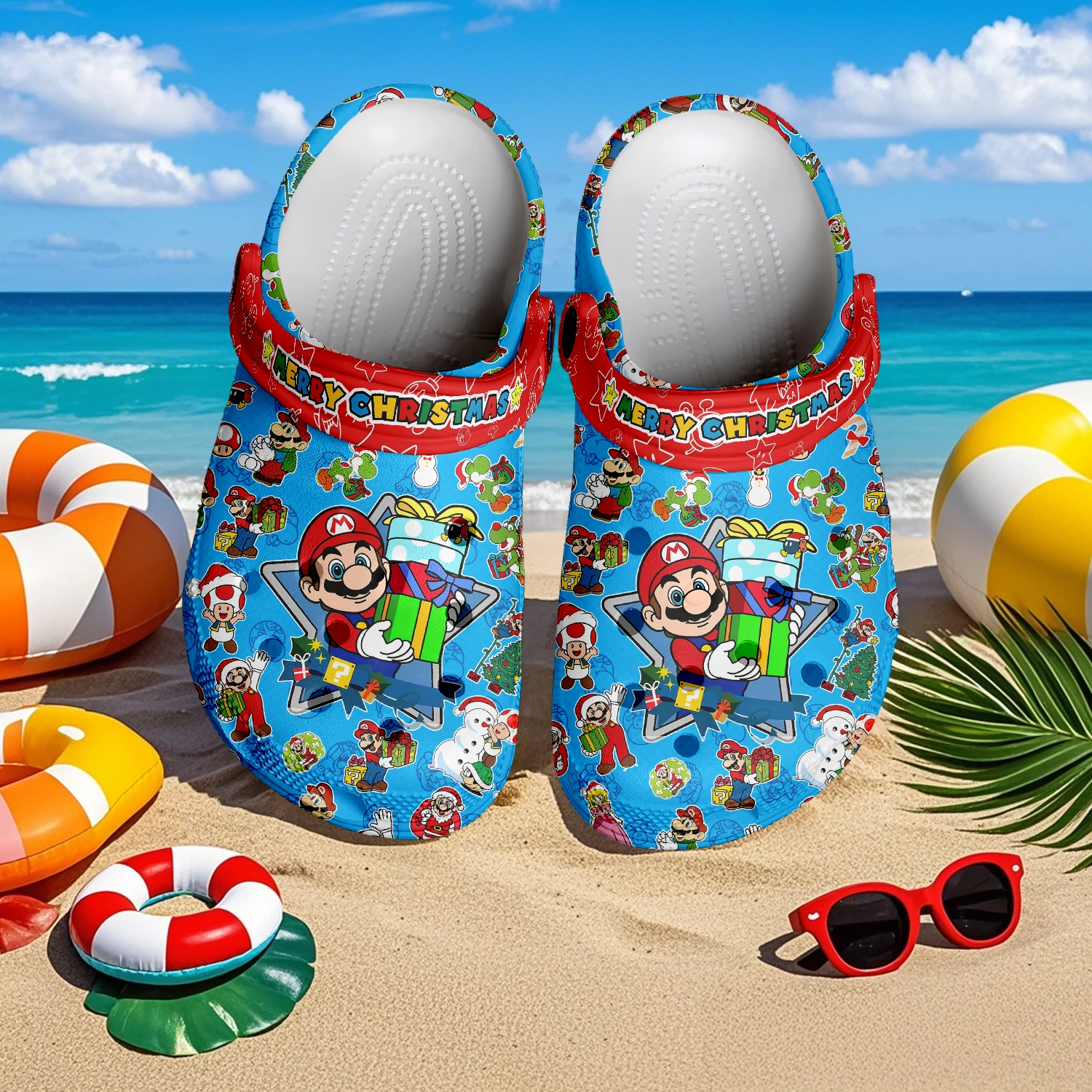 Footwearmerch Mario x Christmas Crocs Crocband Clogs Shoes Comfortable For Men Women and Kids