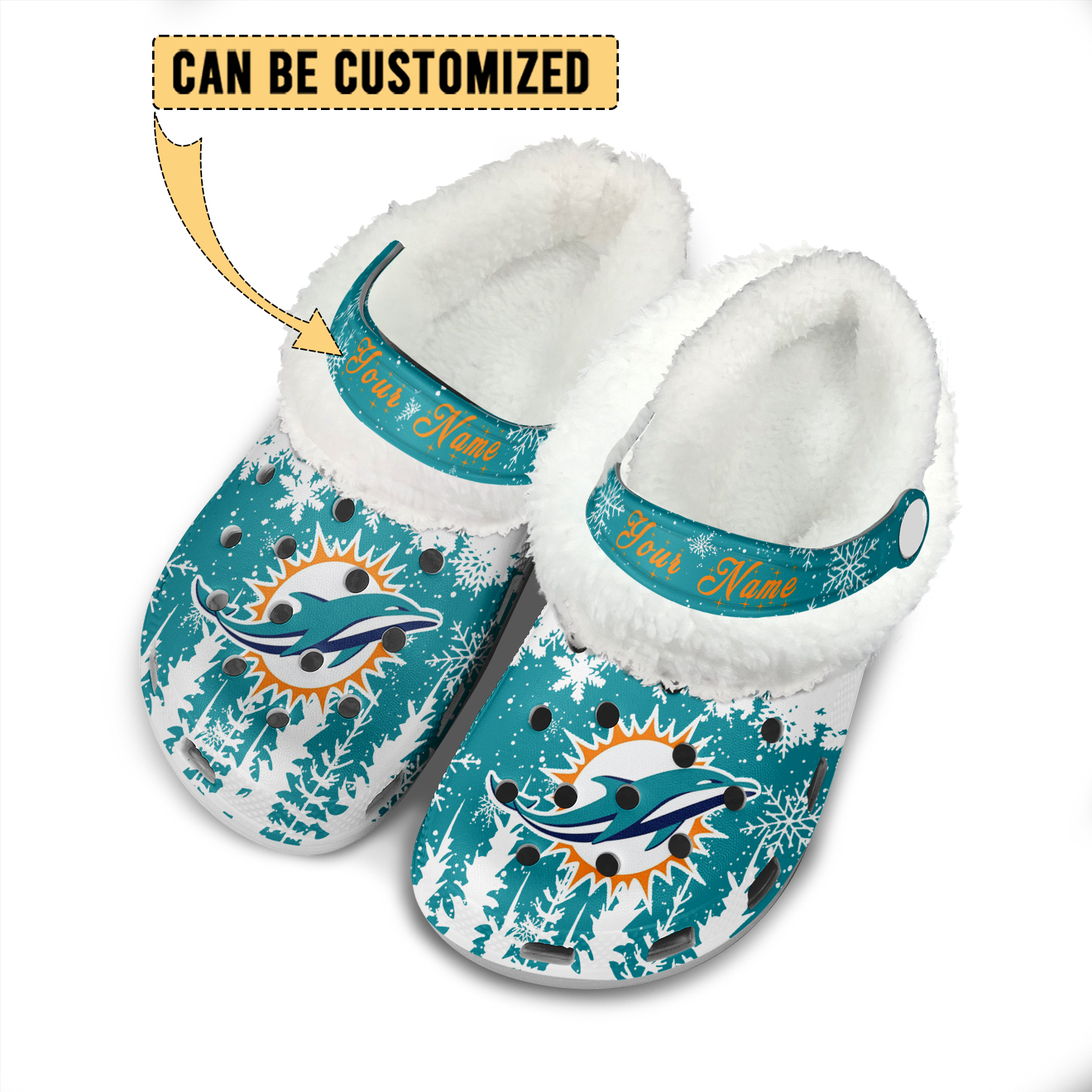 Footwearmerch Miami Dolphins NFL Crocs Crocband Fleece Lined Clogs Shoes Comfortable For Men Women and Kids In Winter